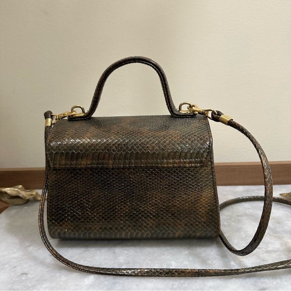 Andè Vintage Structured Brown Print Handbag - Picture 2 of 4